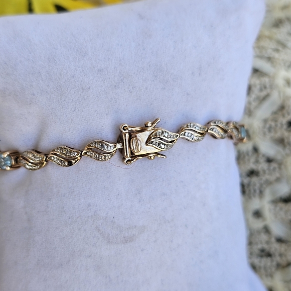 925 sterling with aquamarine semi precious stones - Picture 5 of 6